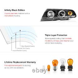 00-03 BMW E46 3-SERIES 01-06 M3 Black Halo Angel Eyes Projector Headlight Lamps