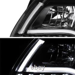 05-08 AUDI A6 Black Projector Headlight Lamp+LED SMD Daytime Driving Lamps Pair