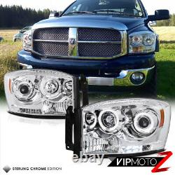 06-08 Dodge Ram Truck PickUp LED Halo Angel Eye Projector Head Light Pair Lamp