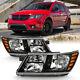 09-18 Dodge Journey Factory Style Black Replacement Headlight Lamp Left+right