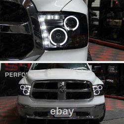 09-18 Dodge Ram PickUp Sinister Black Smoke Halo LED Projector Headlight Lamp