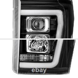 11-16 Ford F250 F350 SuperDuty Black OLED Neon Tube DRL Projector Headlight Lamp