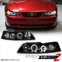 1999 2000 2001 2002 2003 2004 Ford Mustang V6 V8 Black Halo Rim Headlights Lamps