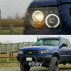 2001-2011 Ford Ranger SINISTER BLACK Corner Halo LED Projector Headlights Lamp