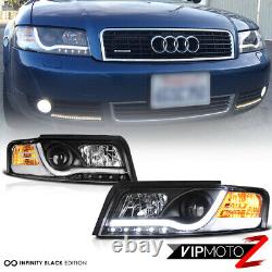2002-2005 AUDI A4/S4 Euro Black Projector Headlight+LED Neon DRL Running Lamps