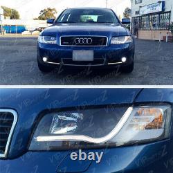 2002-2005 AUDI A4/S4 Euro Black Projector Headlight+LED Neon DRL Running Lamps