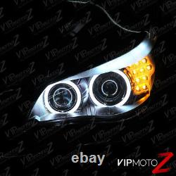 2004-2007 BMW 5-SERIES E60 E61 Black CCFL Angel Eye Projector Headlights LH+RH