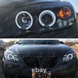 2005-2010 Pontiac G6 GT Base Black HALO+LED Projector Headlights Headlamps Set