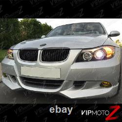 2006-2008 BMW E90 3-Series Sedan Black LED Angel Eye Halo Projector Headlights