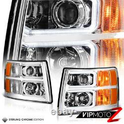 2007-2013 Chevy Silverado TRON STYLE OLED Neon Tube Chrome Projector Headlight