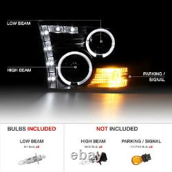 2009-2018 Dodge Ram 1500 2500 3500 Smoke Halo LED Projector Headlights Lamp PAIR