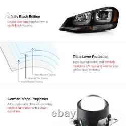 2015-2017 Golf GTI SportWagen Black Dual LED Neon Tube Projector Headlights PAIR