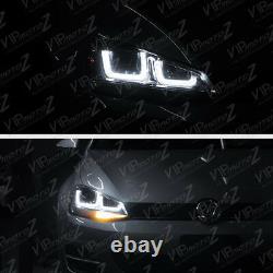 2015-2017 Golf GTI SportWagen Black Dual LED Neon Tube Projector Headlights PAIR