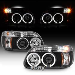 95-01 Ford Explorer Sport Halo LED Projector Black 1PC Headlight+Corner Lamp L+R