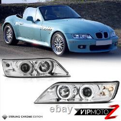 96-02 BMW Z3 Dual Halo Projector Euro Chrome Headlight Lamps Assembly Left+Right