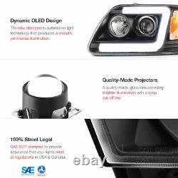 97-03 Ford F150 Neon Tube LED DRL U-Bar Black Projector Headlight Signal Lamp