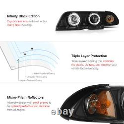 99-01 BMW E46 320/323/325/328/330 4DR Sedan Black Dual Halo Projector Head Lamp