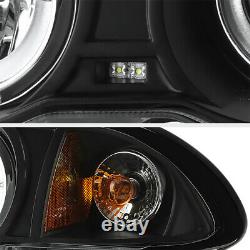 99-01 BMW E46 320/323/325/328/330 4DR Sedan Black Dual Halo Projector Head Lamp