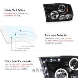 Angel Eye Halo LED Projector Black Headlights Fit 09-18 Dodge RAM 1500 2500 3500