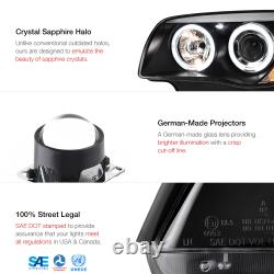 BLACK LED Halo Angel Eye Projector Headlights For 08-13 BMW 128i 135i L+R Pair