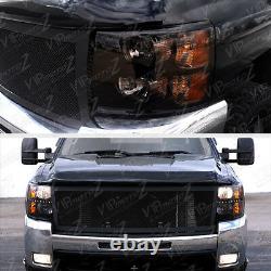 BUILTIN LED DRL For 07-13 Chevy Silverado 1500 2500 3500 Black Smoke Headlight