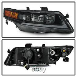 Black Smoke For 04-08 Acura TSX LED Neon Tube DRL Projector Headlight Lamp L+R