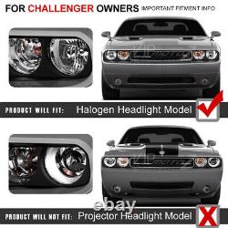 FOR HALOGEN MODEL For 08-14 Dodge Challenger CCFL ANGEL EYE Black Headlight