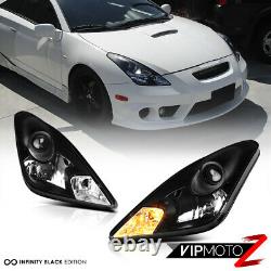 For 00-05 Toyota Celica GT GTS JDM Crystal Black Front Headlights Lamps Assembly
