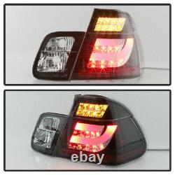For 02-05 BMW E46 3-Series 4DR Tail Light Black LED BAR STRIP Signal Brake Pair