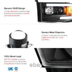 For 02-05 Dodge RAM Pickup 1500 2500 3500 Black LED Neon Bar Projector Headlight