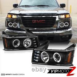 For 04-12 Chevy Colorado GMC Canyon Black Halo LED DRL Projector Headlight Lamp