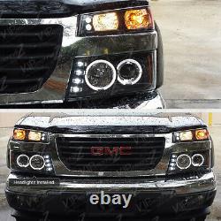 For 04-12 Chevy Colorado GMC Canyon Black Halo LED DRL Projector Headlight Lamp