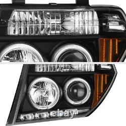 For 05-07 Nissan Pathfinder/Frontier Black Halo Ring LED DRL Projector Headlight