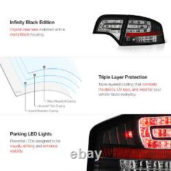 For 05-08 Audi A4 S4 RS4 B7 Sedan Black LED Rear Brake Signal Tail Light 4PC SET