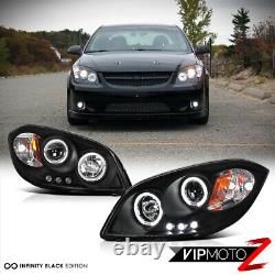 For 05-10 Chevy Cobalt G5 Black Dual HALO ANGEL EYES LED DRL Projector Headlight