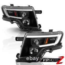 For 07-10 Ford Edge BLACK LED Neon Tube DRL Projector Headlight Left+Right Lamp