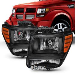 For 07-11 Dodge Nitro Factory Style Black Housing Headlight Replacement Lamp