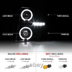 For 07-13 Chevy Silverado 1500 2500 3500 Black LED Halo Lamp Projector Headlight