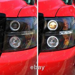 For 07-13 Chevy Silverado 1500 2500 3500 Black LED Halo Lamp Projector Headlight