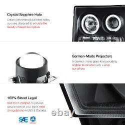For 07-13 GMC Sierra 1500 2500HD 3500HD Black LED Angel Eye Projector Headlight