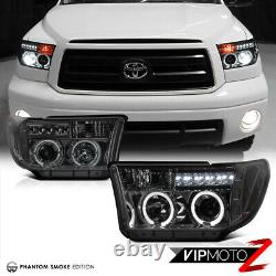 For 07-13 Toyota Tundra Pickup Truck SMOKE Halo LED Projector Headlight Headlamp