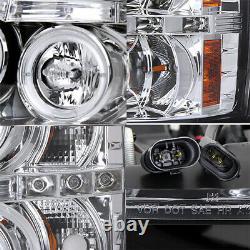 For 07-14 Chevy Silverado 1500 2500HD 3500HD Chrome Halo LED Projector Headlight