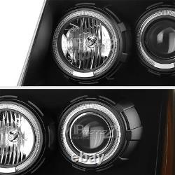 For 07-14 Chevy Tahoe Suburban 1500 2500 Halo LED DRL Projector Headlight Black
