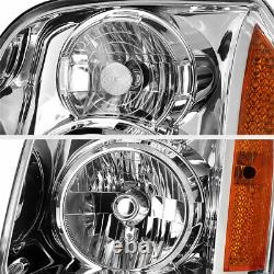 For 07-14 GMC Yukon XL 1500 Denali Chrome Front Headlight Assembly LH+RH Side