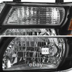 For 08-12 Pathfinder Black Crystal Headlights Front Lamps Replacement Left+Right