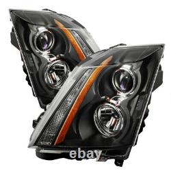 For 08-14 Cadillac CTS V-STYLE Black Front LEFT RIGHT Headlights Headlamp PAIR