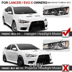 For 08-17 Mitsubishi Lancer GTS EVO FACTORY STYLE Headlight Lamps Assembly SET