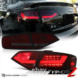 For 09-12 Audi A4 B8 Typ 8K Sedan BURGUNDY RED LED Tube Rear Tail Light Lamp