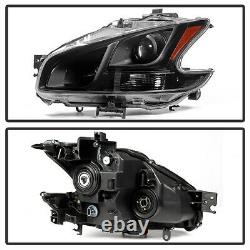 For 09-13 Nissan Maxima Black Crystal Clear Projector Headlight Lamp Left+Right