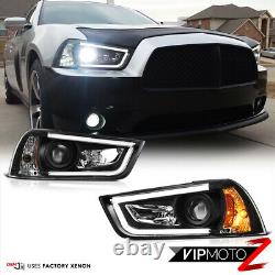 For 11-14 Dodge Charger HID MODEL Halo Angel Eyes LED Projector Black Headlight